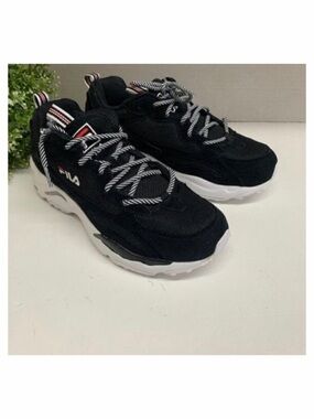 Fila Womens Ray Tracer Mesh Low-Top Fashion Lace Up Sneakers Sz 6.5 Black